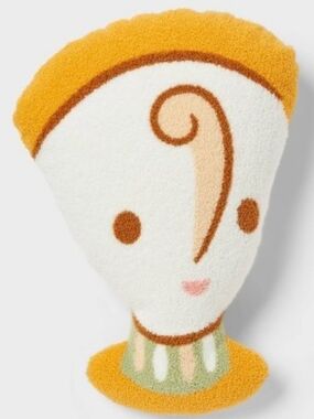 Pillowfort Orange, White & Green Decorative Face Throw Pillow